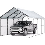 Vevor abri de voiture en metal robuste, 3, 6 x 6 m, abri de garage exterieur avec cadre et toit en acier ...