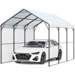 Vevor abri de voiture en metal robuste, 3 x 4, 5 m, abri de garage exterieur avec cadre et toit en acier ...