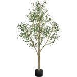 Vevor arbre artificiel, 1, 5 m, plante artificielle en pe olivier artificiel avec pot noir, tronc et ...