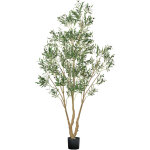 Vevor arbre artificiel, 2, 4 m, plante artificielle en pe olivier artificiel avec pot noir, tronc et ...