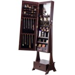 Vevor armoire a bijoux avec miroir pleine longueur, organisateur de bijoux sur pied avec rangement, meuble ...