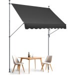 Vevor auvent de terrasse retractable, 250 x 120 cm, store banne manuel avec manivelle, hauteur reglable ...