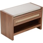 Vevor banc en rotin, 786 x 374 x 500 mm, banc a chaussures avec tiroir de rangement et coussin de siege ...