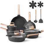 Vevor batterie de cuisine, 17 pcs, ensemble de casseroles et poeles a induction avec revetement anti ...