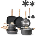 Vevor batterie de cuisine, 19 pcs, ensemble de casseroles et poeles a induction avec revetement anti ...