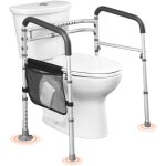 Cadre toilette securise pliable, barre deappui pour wc avec poignees antiderapantes, capacite de charge ... Cadre toilette securise pliable, barre deappui pour wc avec poignees antiderapantes, capacite de charge ...