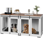 Vevor cage pour chien 1800x600x861 mm meuble cage chien bois interieur multi - usage, double porte coulissante ...