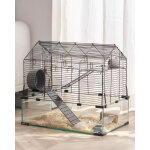 Vevor ? cage pour hamster 58x38x54 cm ? habitat rongeurs transparent 360� ? inclus : bouteille, bol, ...