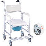 Vevor chaise percee avec roulettes charge 159 kg, siege de toilette sureleve avec dossier rembourre et ...