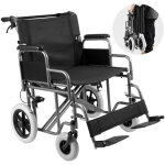 Vevor chaise de transport pour adulte, fauteuil roulant pliable en acier au carbone avec accoudoirs amovibles, ...