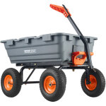 Vevor chariot a benne basculante, capacite de charge 544 kg?, chariot de jardin en polyethylene robuste ...
