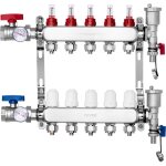 Vevor collecteur de chauffage radiant 5 branches, kit collecteur tubes pex 1, 27 cm en acier inoxydable, ...