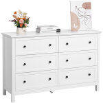 Vevor ? commode 6 tiroirs en bois blanc ? syst�me coulissant et anti - basculement ? style r�tro minimaliste ...
