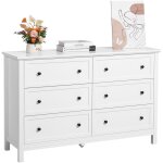 Vevor commode 6 tiroirs, meuble de rangement en bois avec systeme coulissant et anti - basculement, style ...