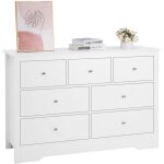 Vevor commode 7 tiroirs, meuble de rangement en bois avec systeme coulissant et anti - basculement, style ...
