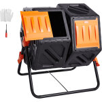 Vevor composteur de jardin rotatif 140 l double chambre bac a compost rotatif a 360� en pp sans bpa charge ...