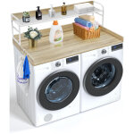 Vevor comptoir pour lave - linge et seche - linge, 137x70 cm, etagere a 2 niveaux, surface de comptoir ...