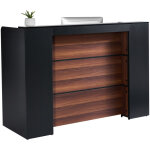 Vevor comptoir de reception 160x60x111 cm, banque deaccueil rectangulaire, bureau de reception avec eclairage ...