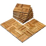 Vevor dalles de terrasse emboitables, lot de 10, revetement de sol bois massif impermeable, 300x300 mm, ...