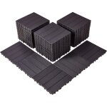 Vevor dalles de terrasse emboitables, lot de 54, revetement de sol plastique impermeable, 300x300 mm, ...