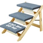 Vevor ensemble escalier et rampe pour animaux de compagnie, accessoire en bois a 3 marches pour atteindre ...