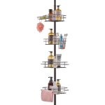Vevor etagere de douche deangle reglable de 106, 7 a 289, 5 cm de haut, poteau telescopique pour salle ...