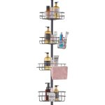 Vevor etagere de douche deangle reglable 106, 7 - 289, 5 cm de haut, poteau telescopique pour salle de ...
