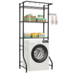 Vevor etagere de rangement pour lave - linge et seche - linge a 3 niveaux, etendoir a linge avec tringle ...