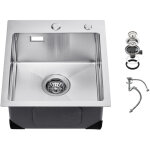 Vevor evier de cuisine, 40 cm, evier a montage par le haut en acier inox 304, evier a poser a encastrer ...