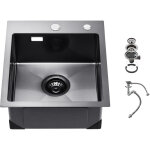 Vevor evier de cuisine 40 cm, evier a montage par le haut en acier inox 304, evier a poser a encastrer ...