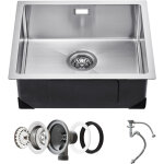 Vevor evier de cuisine, 50 cm, evier sous plan en acier inox 304, evier a encastrer cuve simple avec ...