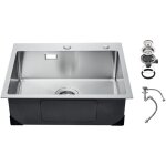 Vevor evier de cuisine, 55 cm, evier a montage par le haut en acier inox 304, evier a poser a encastrer ... Vevor evier de cuisine, 55 cm, evier a montage par le haut en acier inox 304, evier a poser a encastrer ...