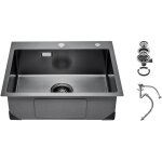 Vevor evier de cuisine 55 cm, evier a montage par le haut en acier inox 304, evier a poser a encastrer ... Vevor evier de cuisine 55 cm, evier a montage par le haut en acier inox 304, evier a poser a encastrer ...