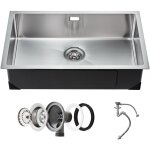 Vevor evier de cuisine, 70 cm, evier sous plan en acier inox 304, evier a encastrer cuve simple avec ...
