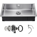 Vevor evier de cuisine, 76 cm, evier sous plan en acier inox 304, evier a encastrer cuve simple avec ...