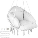 Fauteuil suspendu, 120 kg, chaise suspendue pivotante macrame, coussin, materiel de montage, corde en ...