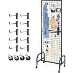 Vevor grille d?exposition sur pied de 60x164 cm, panneau grille en acier carbone, presentoir grillage ...