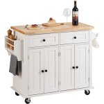 Vevor lot central 90x45 cm desserte de cuisine a roulettes 2 armoires 2 tiroirs meuble de cuisine avec ...