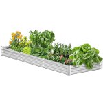 Vevor jardiniere 3605x1205x285 mm lit de jardin sureleve metal galvanise bac de plantation avec fond ...