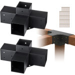 Vevor kit supports de pergola 4x4 po 10x10 cm support de poteau bois de menuiserie 2 supports deangle ...