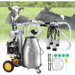 Vevor machine a traire electrique pour vaches, seau inox 304 25 l, trayeuse sous vide a pulsation auto, ...
