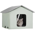 Vevor maison chat chauffante, niche chat exterieur avec coussin chauffant, temperature reglable, minuterie, ...