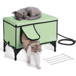 Vevor maison chat surelevee chauffante, niche chat exterieur avec coussin chauffant, temperature reglable, ...