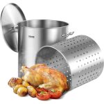 Vevor marmite en acier inoxydable 60, 5 l avec panier, couvercle et poignee, faitout de qualite commerciale, ...