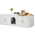 Vevor meuble cache bac a litiere pour 2 chats, maison de toilette pour chat avec chambres doubles, armoire ...
