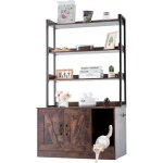 Meuble cache bac a litiere pour chat, 85x49x149 cm, maison de toilette pour chat avec 3 etageres de rangement, ... Meuble cache bac a litiere pour chat, 85x49x149 cm, maison de toilette pour chat avec 3 etageres de rangement, ...