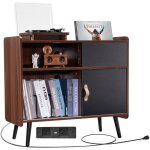 Vevor meuble platine vinyles a 3 niveaux, support de tourne - disque capacite jusqua 350 albums, armoire ...