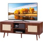 Mophorn - vevor meuble tv en rotin, 1200 x 400 x 490 mm, console tv boheme pour televisions de 55'', ...