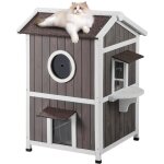 Niche deexterieur resistante aux intemperies pour chats, abri spacieux en bois a deux niveaux pour chats ... Niche deexterieur resistante aux intemperies pour chats, abri spacieux en bois a deux niveaux pour chats ...