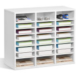 Vevor organiseur de litterature avec 24 compartiments, boite aux lettres de bureau en bois, panneau de ...